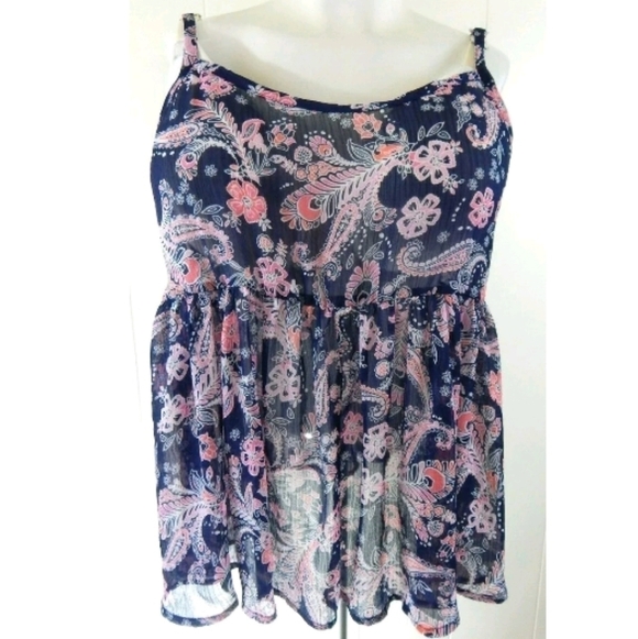 Torrid Sheer Paisley Chiffon Babydoll Tank - Picture 2 of 5